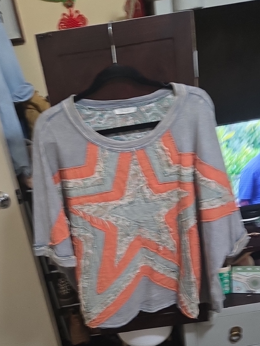 Oli & Hali Gray Sweatshirt with Coral Star Motif